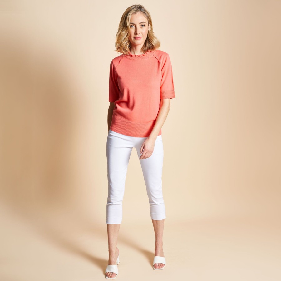 Bottoms Emreco Crops | Jean Style Stretch Bengaline Crop White