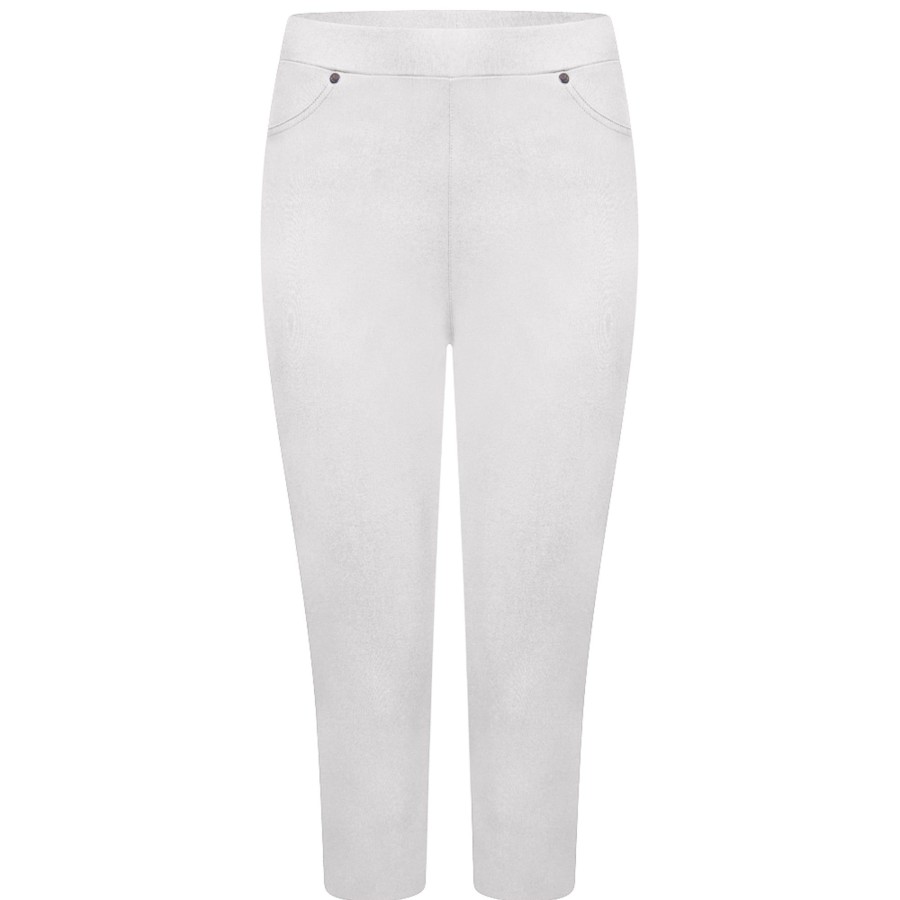 Bottoms Emreco Crops | Jean Style Stretch Bengaline Crop White