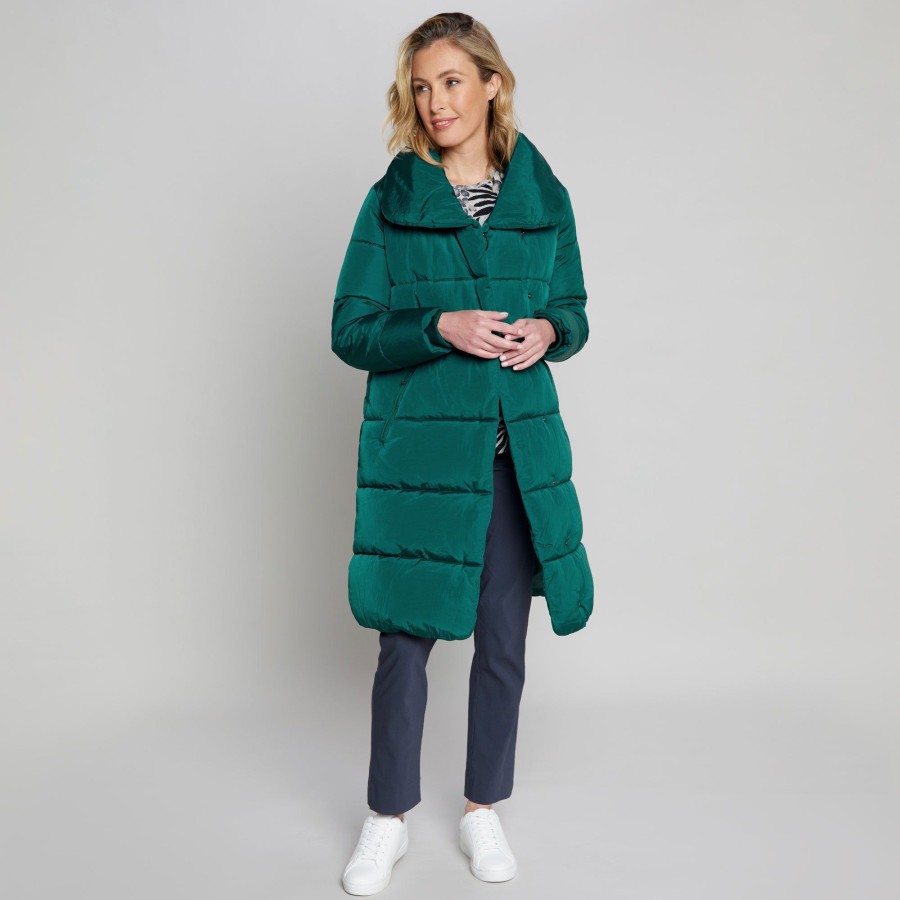 Outerwear Emreco | Shawl Collar Padded Wrap Coat Green