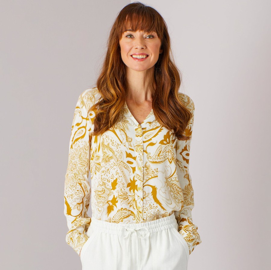 Tops Emreco Shirts & Blouses | Mandarin Collar Shirt Yellow