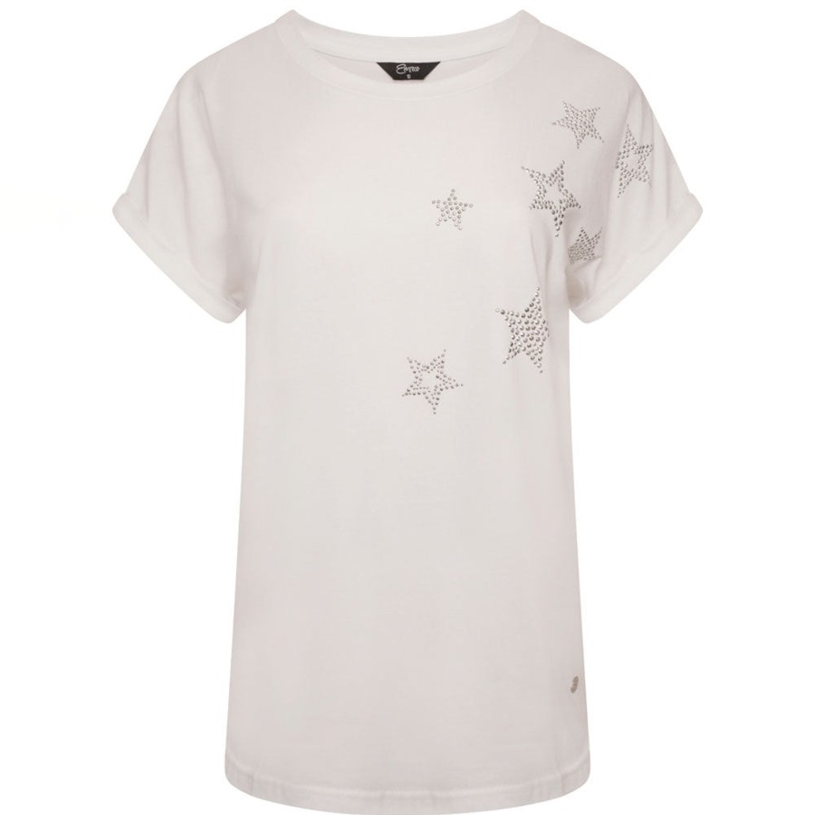 Tops Emreco T-Shirts & Tops | Scattered Stud Star Crew Neck T-Shirt White