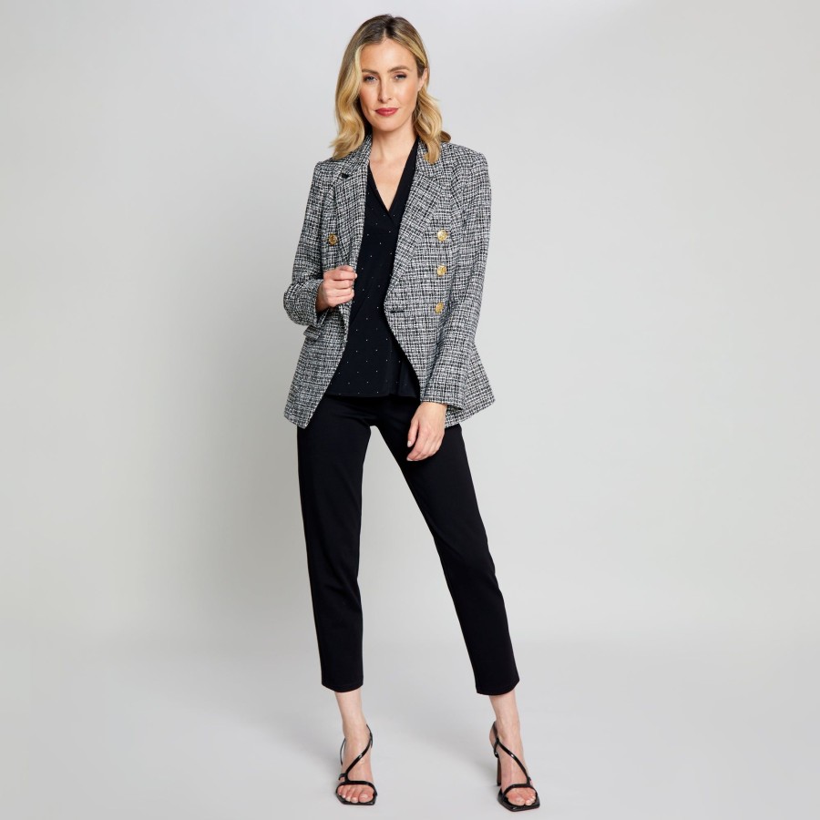 Outerwear Emreco | Double Breasted Boucle Blazer Black / White