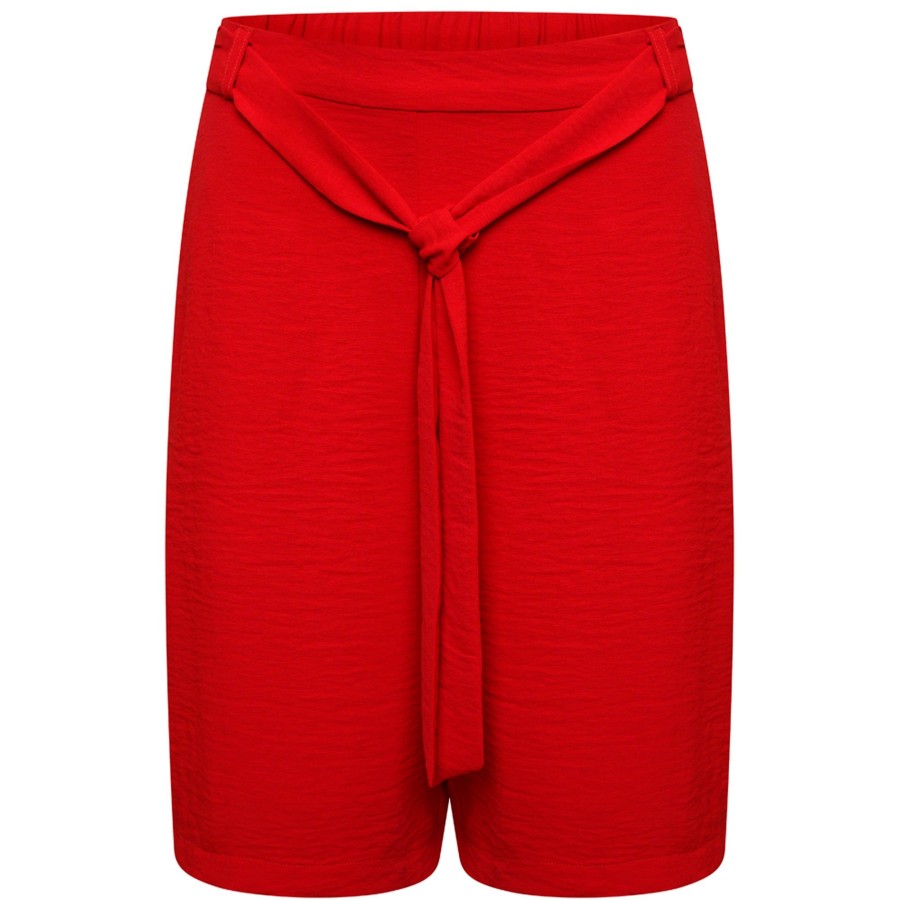 Bottoms Emreco Plain | Tie Waist Short Red