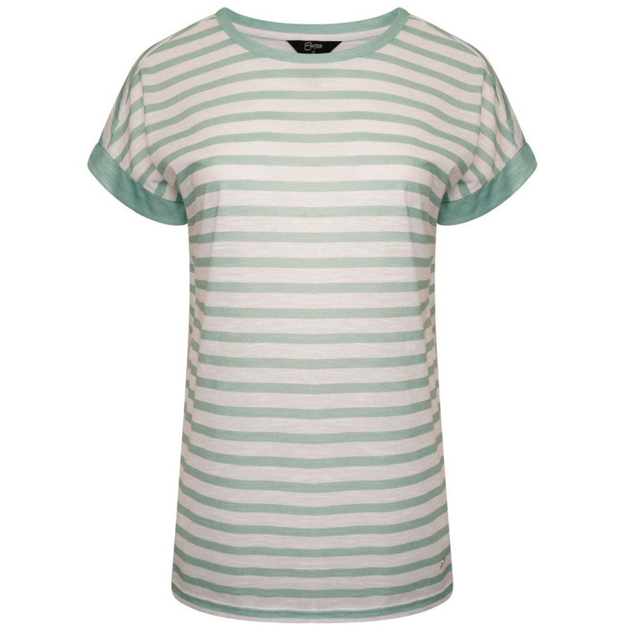 Tops Emreco T-Shirts & Tops | Stripe Crew Neck T Shirt White/Green