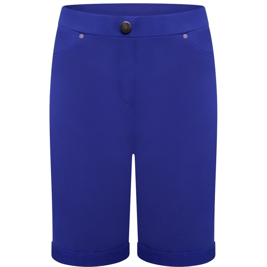 Bottoms Emreco Plain | Stretch Bengaline Turn Up Short Royal Blue