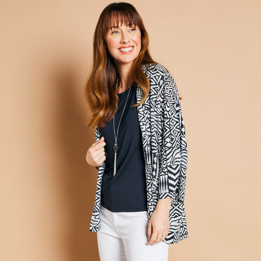 Tops Emreco Shirts & Blouses | 2 In 1 Kimono & Necklace Patchwork