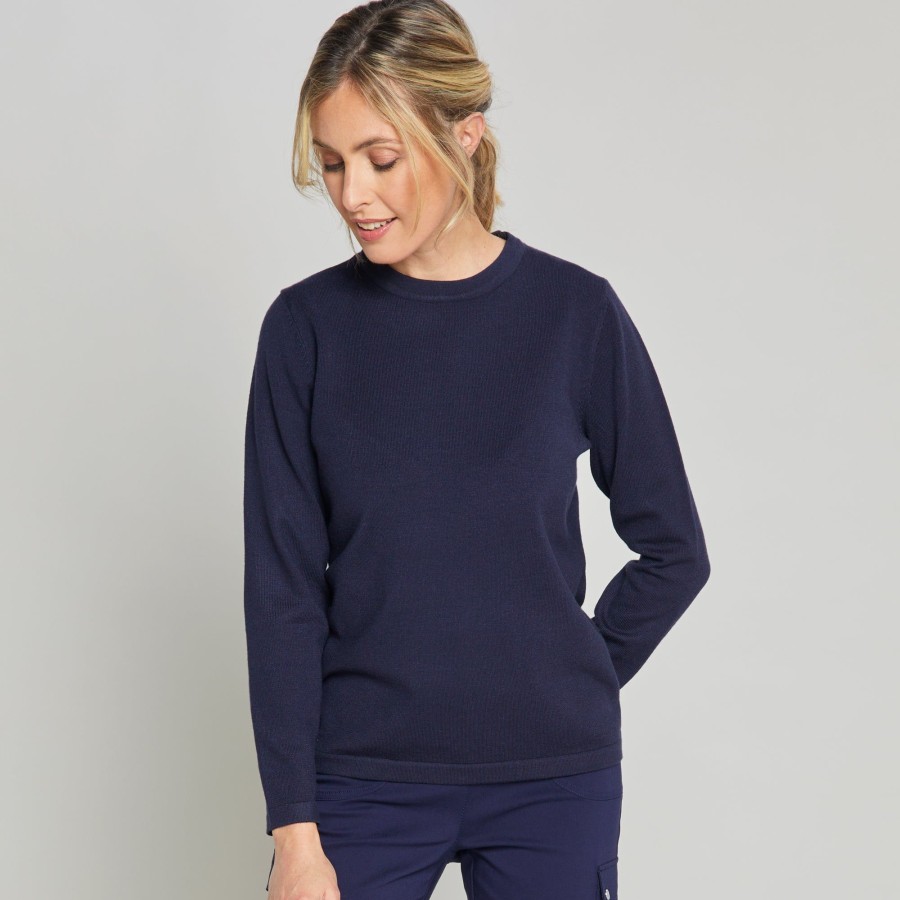 Tops Emreco Jumpers | Long Sleeve Basic Jumper Navy