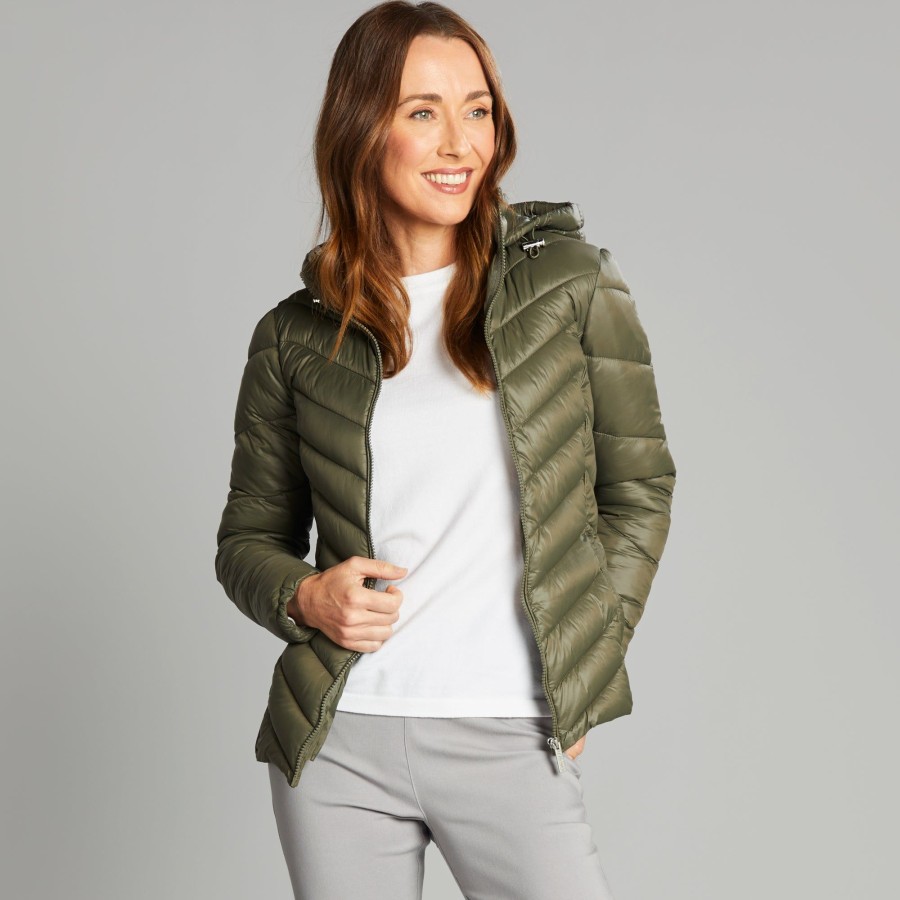 Outerwear Emreco | Packaway Quilted Jacket Khaki