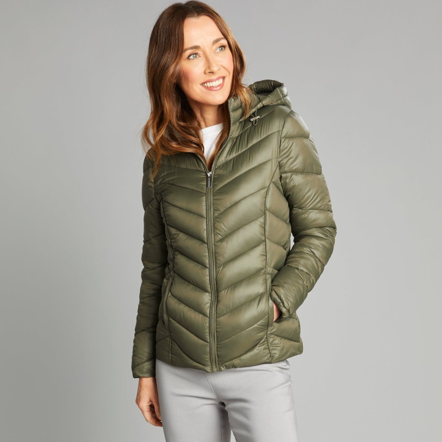 Outerwear Emreco | Packaway Quilted Jacket Khaki