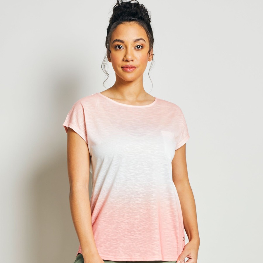 Tops Emreco T-Shirts & Tops | Ombre Slub Jersey T-Shirt Coral