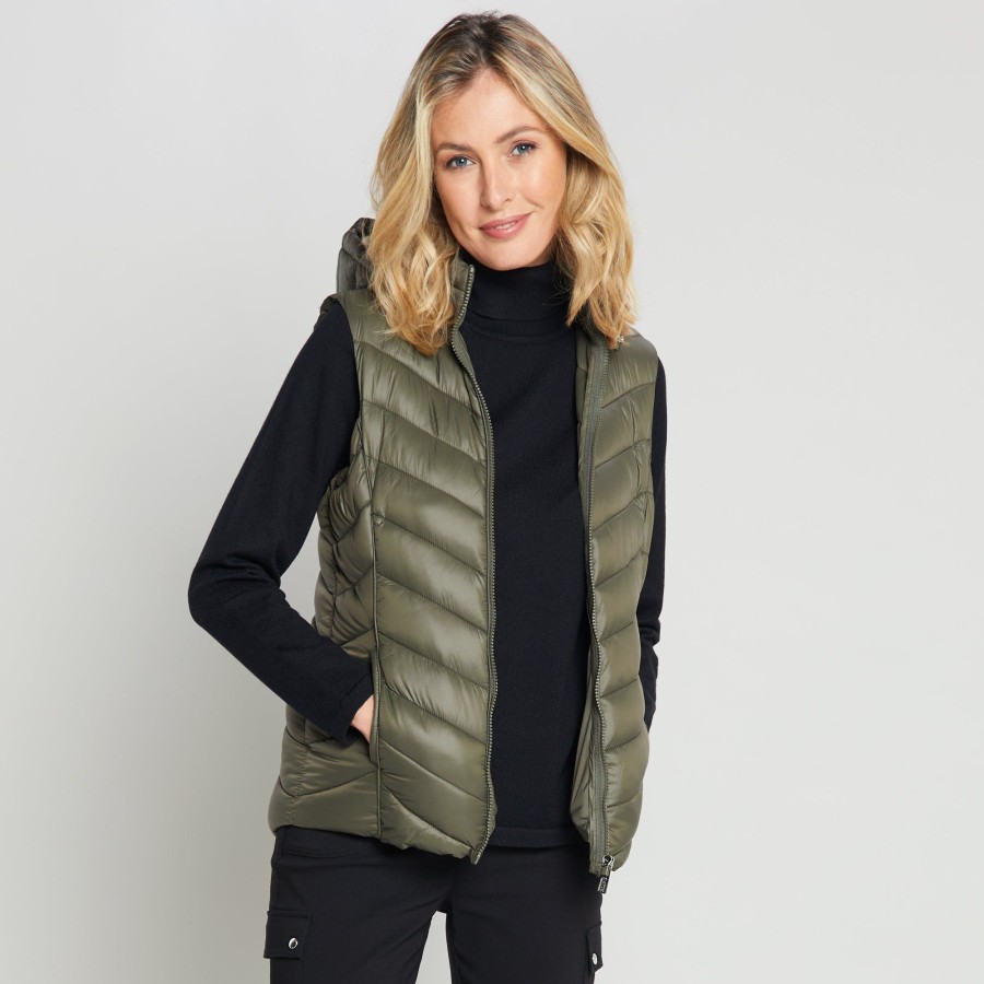 Outerwear Emreco | Packaway Quilted Gilet Khaki