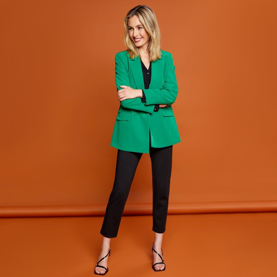 Outerwear Emreco | Long Sleeve Relaxed Fit Blazer Green