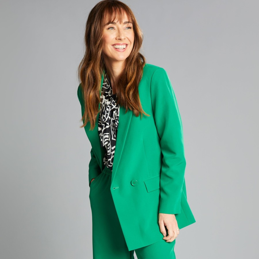 Outerwear Emreco | Long Sleeve Relaxed Fit Blazer Green