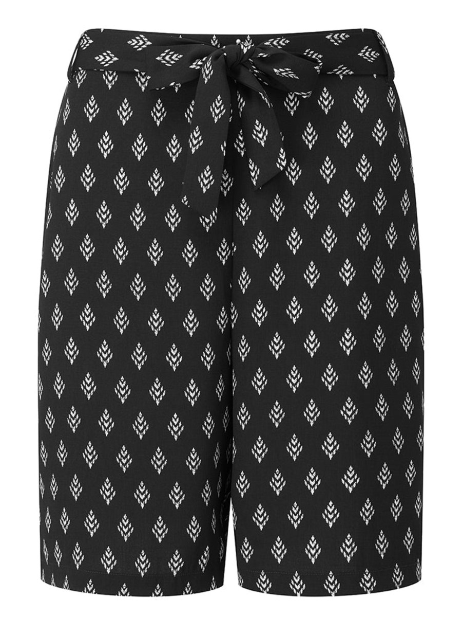 Bottoms Emreco Printed | Tie Waist Shorts Black