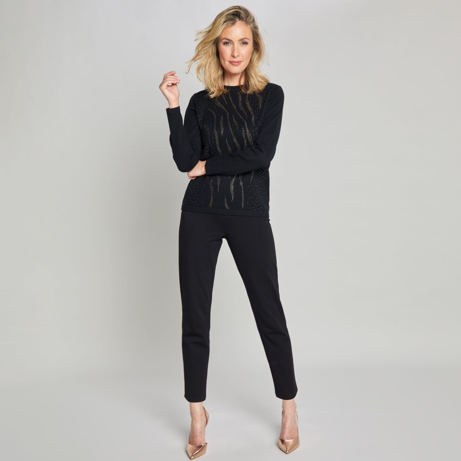 Tops Emreco Jumpers | Full Length Sparkle Jumper Black