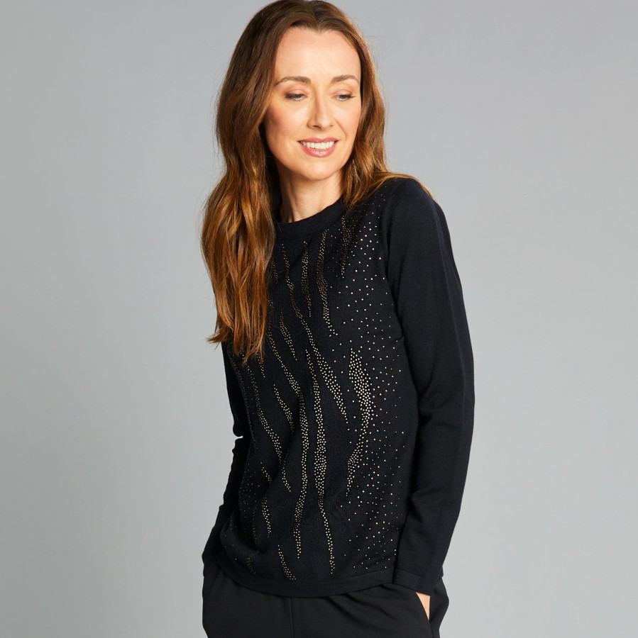 Tops Emreco Jumpers | Full Length Sparkle Jumper Black