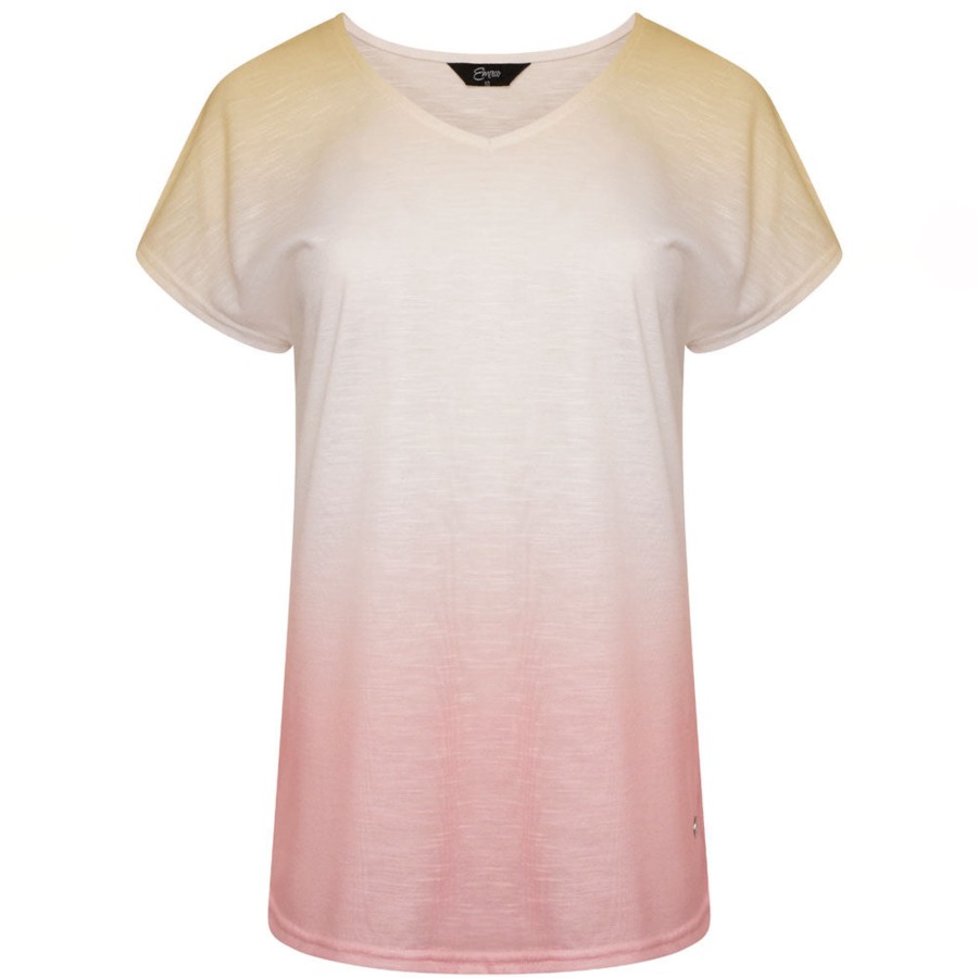 Tops Emreco T-Shirts & Tops | Ombre Short Sleeve Relaxed Fit T-Shirt Coral