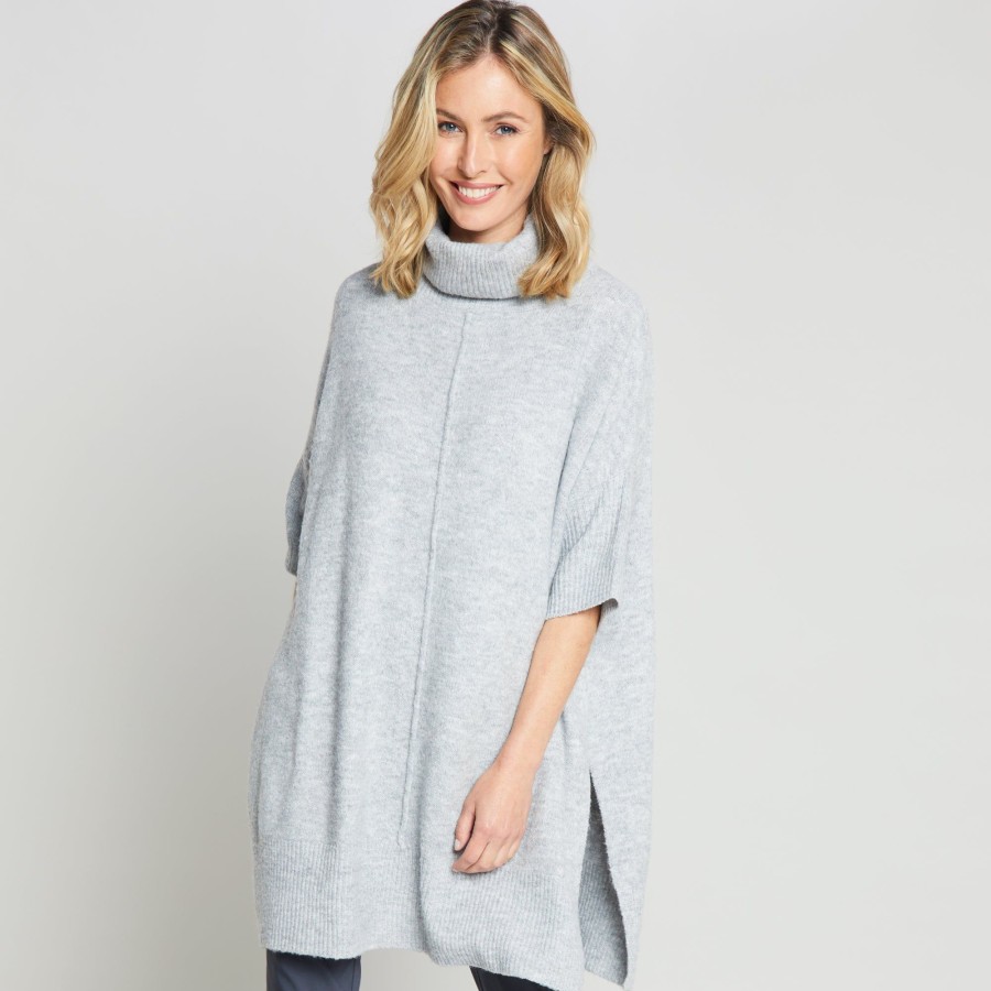 Tops Emreco Jumpers | Oversized Funnel Neck Poncho Grey