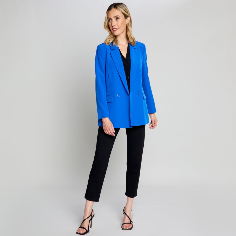 Outerwear Emreco | Long Sleeve Relaxed Fit Blazer Blue