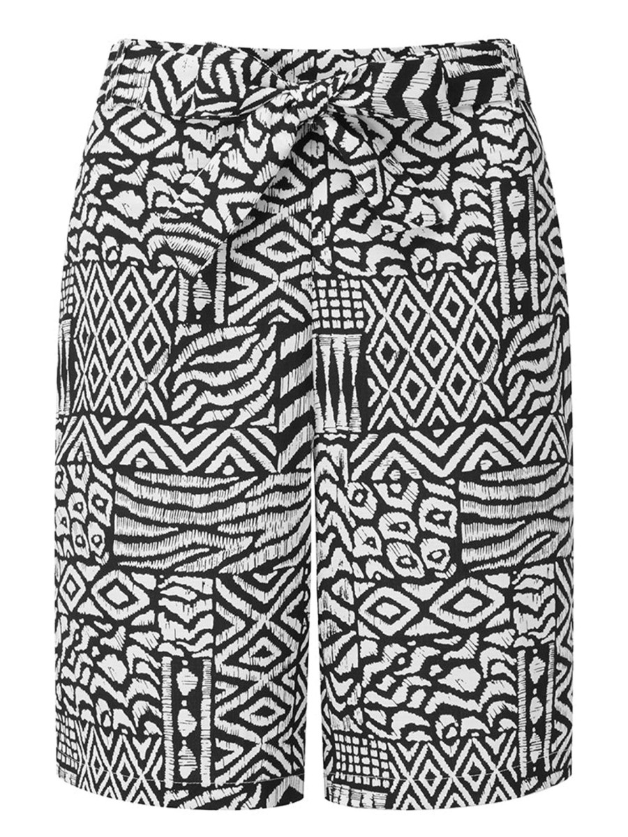 Bottoms Emreco Printed | Tie Waist Shorts Black