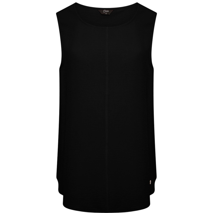 Tops Emreco Shirts & Blouses | Sleeveless Round Neck Crinkle Top Black