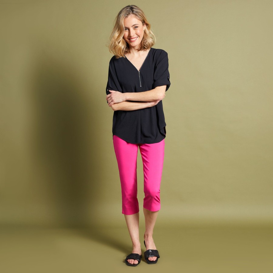 Bottoms Emreco Crops | Jean Style Stretch Bengaline Crop Hot Pink