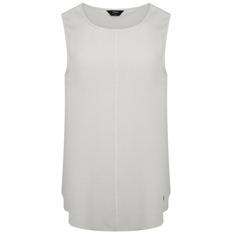 Tops Emreco Shirts & Blouses | Sleeveless Round Neck Crinkle Top Ivory