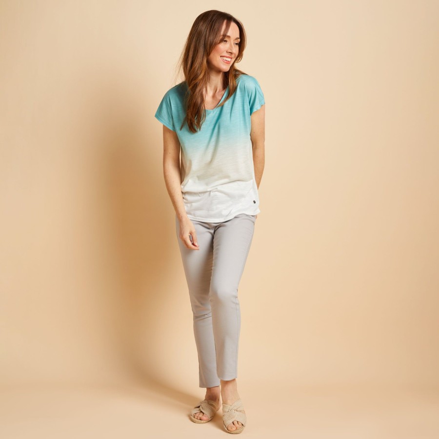 Tops Emreco T-Shirts & Tops | Ombre Short Sleeve Relaxed Fit T-Shirt Mint