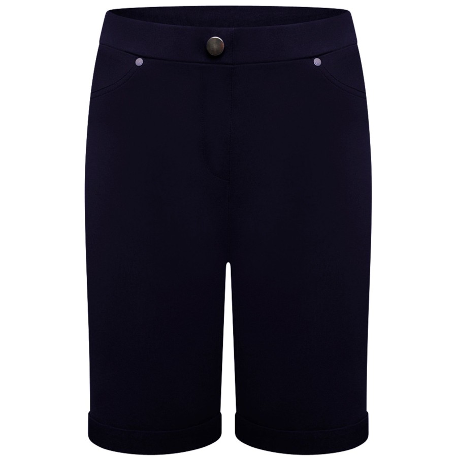 Bottoms Emreco Plain | Stretch Bengaline Turn Up Short Navy